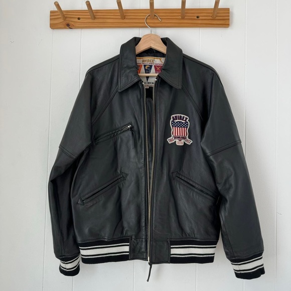 Avirex Signature Light Leather Varsity Jacket - Picture 2 of 8